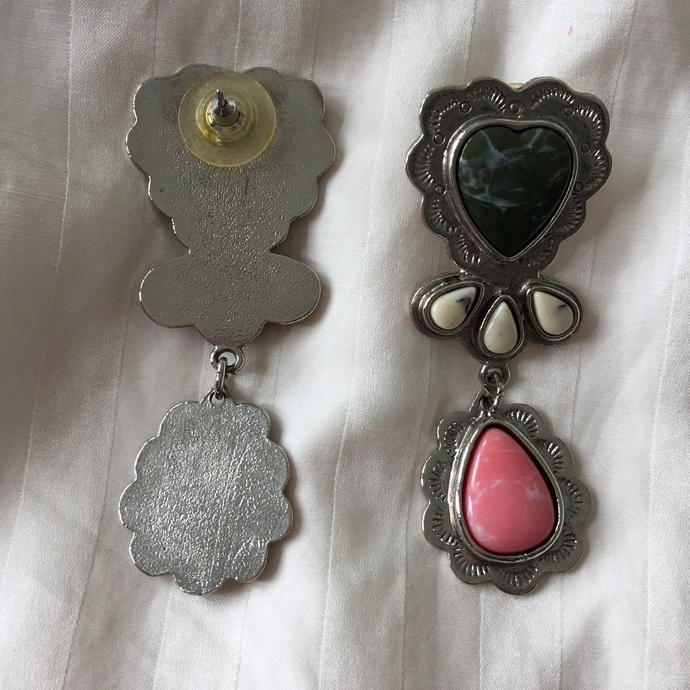 Silver tone dangle pierced earrings